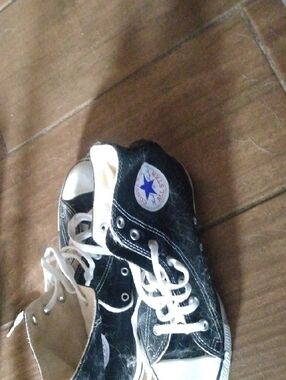 Converse Black & White Kids High-Top Sneakers with Star Patch